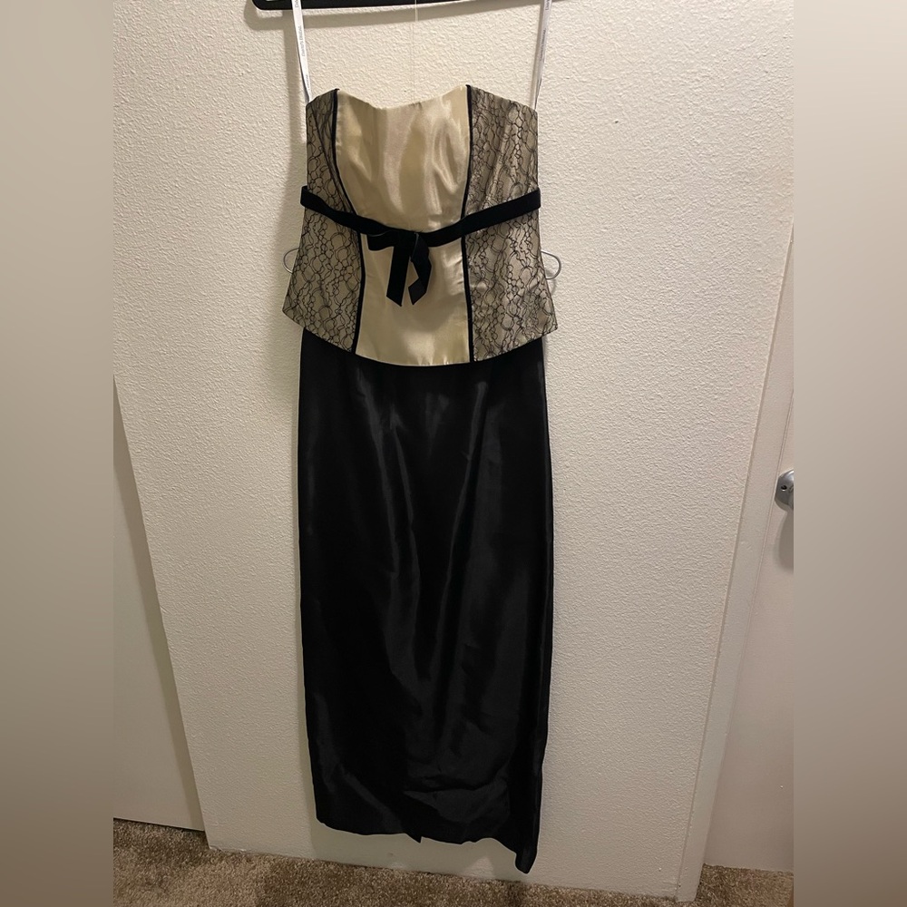 Vintage Y2K David's Bridal Black and Cream dress